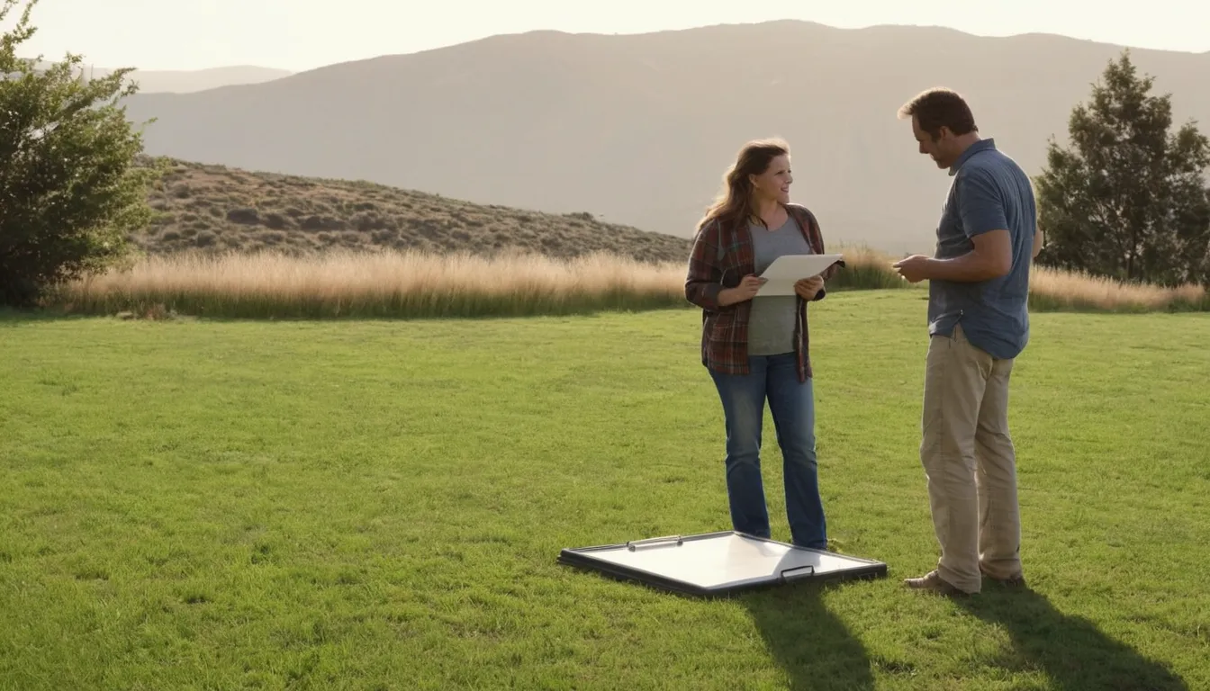 A provider and a homeowner reviewing a septic system plan together